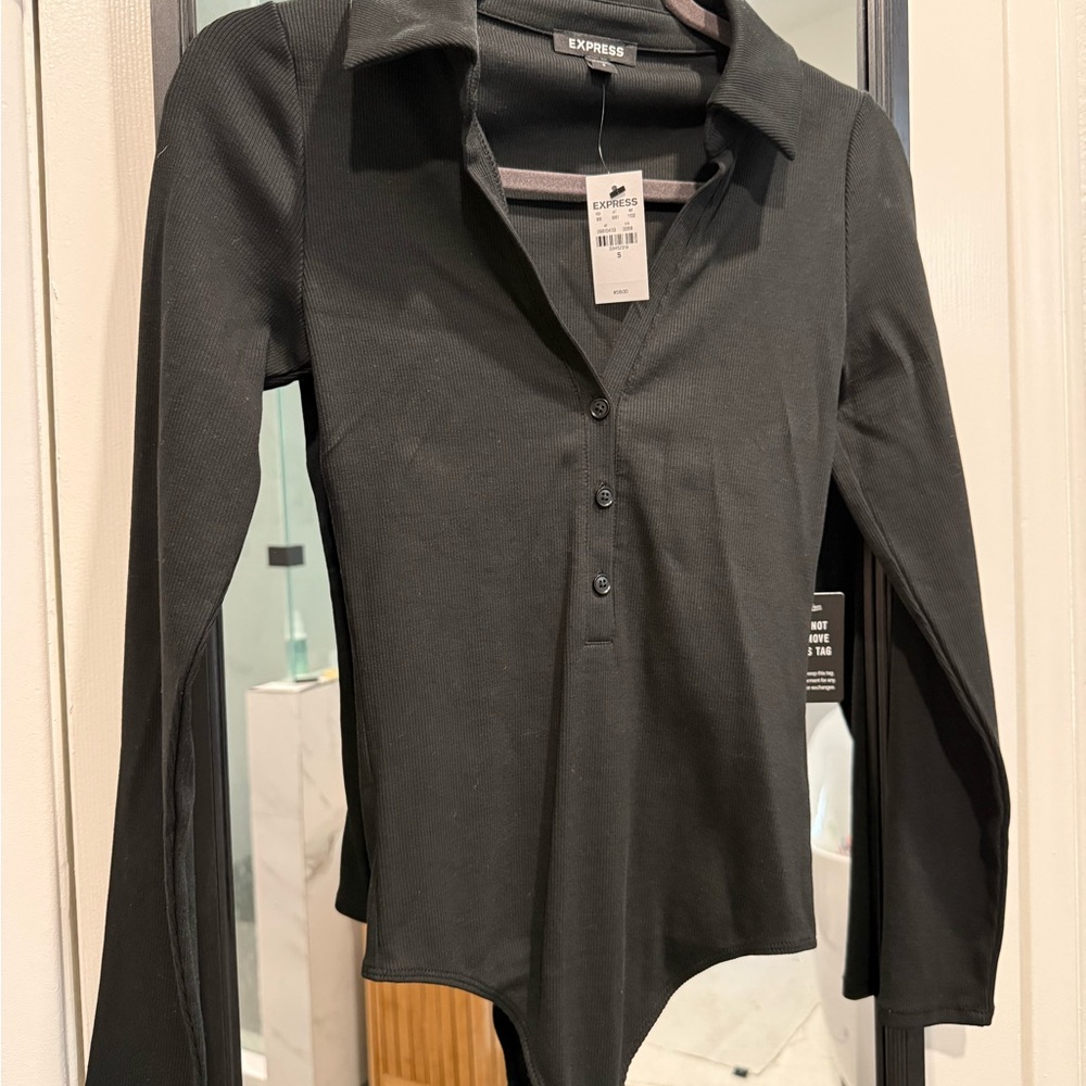 Express Black Button-Up Bodysuit